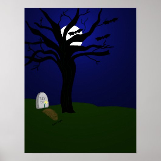 Halloween begraafplaats met vleermuizen poster (Voorkant)