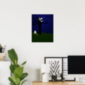 Halloween begraafplaats met vleermuizen poster (Thuiskantoor)