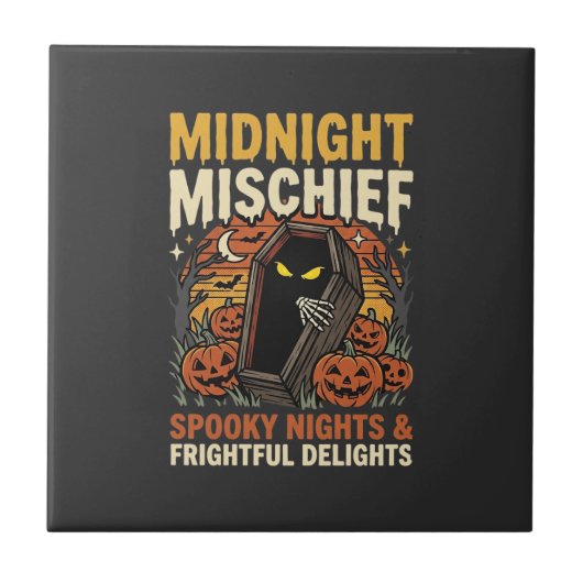 Halloween Begraafplaats Ondeugendheid Tegeltje (Voorkant)