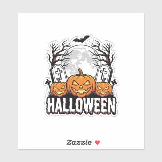 Halloween Begraafplaats Pompoen Vintage Gravure On Sticker (Vel)