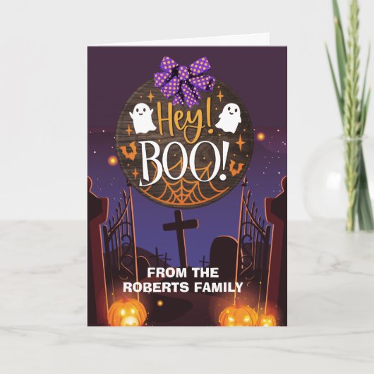 Halloween begroetings familie...hé bokkaart bedankkaart (Voorkant)