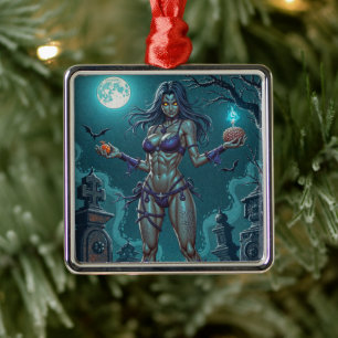 Halloween Behandeling: Zombie Vriendin of Snoepjes Metalen Ornament