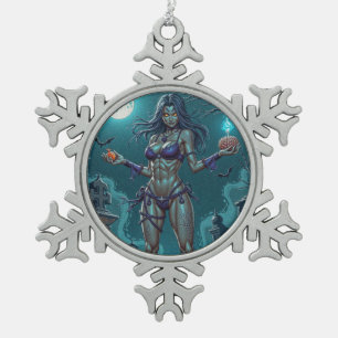 Halloween Behandeling: Zombie Vriendin of Snoepjes Tin Sneeuwvlok Ornament