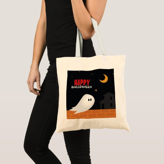 Halloween behandelt cartoon geesten in canvas tas (Voorkant (product))