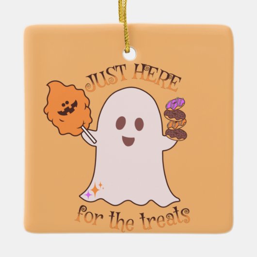 Halloween behandelt Ghost en Sweets Party Keramisch Ornament (Voorkant)