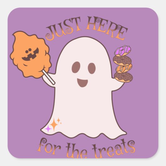 Halloween behandelt Ghost en Sweets Party Vierkante Sticker (Voorkant)