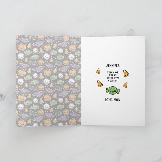 Halloween Behandelt pomkins Feestdagen Kaart (Binnen)