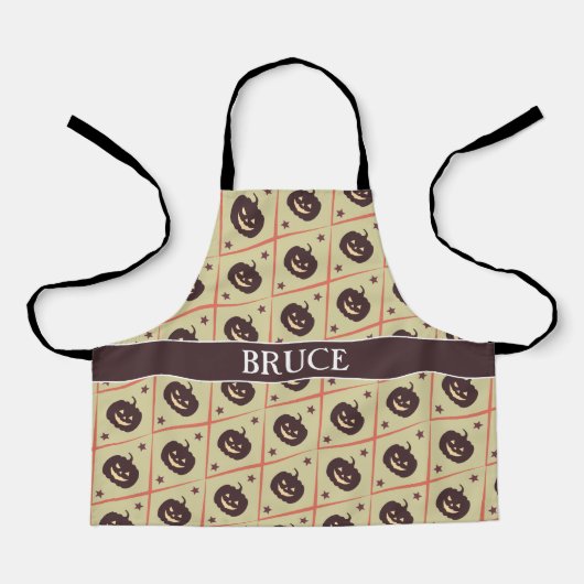 Halloween Beige Grijs Minimal Patroon Schort (Voorkant)
