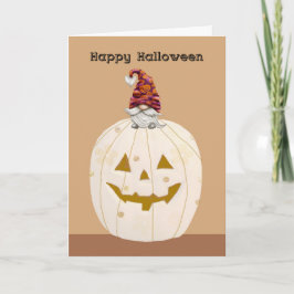 Halloween Beige Pumpkin met Gnome Kaart