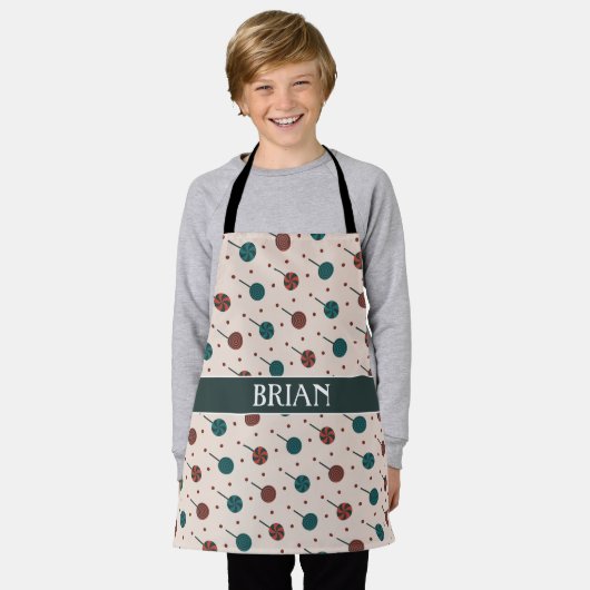 Halloween Beige Rood Minimaal Patroon Schort (Gedragen)