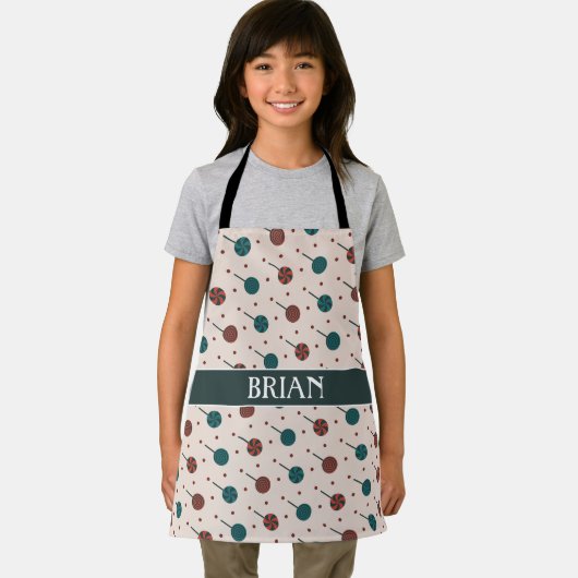 Halloween Beige Rood Minimaal Patroon Schort (Insitu)