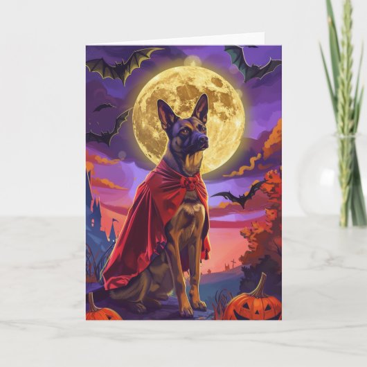 Halloween Belgische Mechelse Hond Pompoenen eng Kaart (Voorkant)