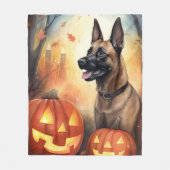 Halloween Belgium Malinoi met pompoenen eng Fleece Deken (Voorkant)