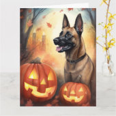 Halloween Belgium Malinoi met pompoenen eng Kaart (Gele Bloem)