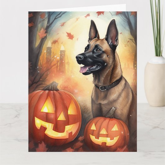 Halloween Belgium Malinoi met pompoenen eng Kaart (Voorkant)