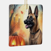 Halloween Belgium Malinoi met pompoenen eng Keramisch Ornament (Rechts)