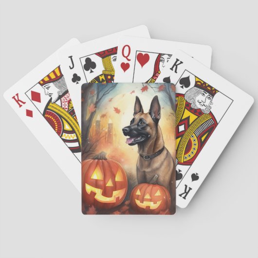Halloween Belgium Malinoi met pompoenen eng Pokerkaarten (Achterkant)