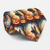 Halloween Belgium Malinoi met pompoenen eng Stropdas (Opgerold)