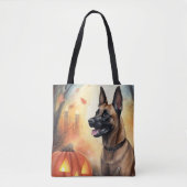 Halloween Belgium Malinoi met pompoenen eng Tote Bag (Voorkant)
