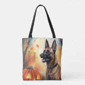 Halloween Belgium Malinoi met pompoenen eng Tote Bag (Achterkant)