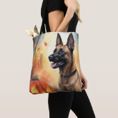 Halloween Belgium Malinoi met pompoenen eng Tote Bag (Dichtbij)