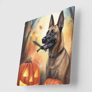 Halloween Belgium Malinoi met pompoenen eng Vierkante Klok