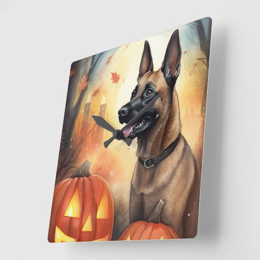Halloween Belgium Malinoi met pompoenen eng Vierkante Klok (Hoek)