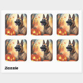 Halloween Belgium Malinoi met pompoenen eng Vierkante Sticker (Vel)