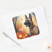 Halloween Belgium Malinoi met pompoenen eng Vierkante Sticker (Envelop)