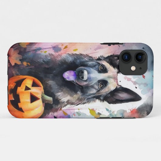 Halloween Belgium Shepherd met pompoenen eng Case-Mate iPhone Case (Achterkant (horizontaal))
