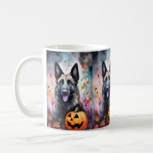 Halloween Belgium Shepherd met pompoenen eng Koffiemok