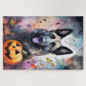 Halloween Belgium Shepherd met pompoenen eng Legpuzzel (Horizontaal)