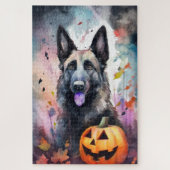 Halloween Belgium Shepherd met pompoenen eng Legpuzzel (Verticaal)