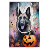 Halloween Belgium Shepherd met pompoenen eng Medium Cadeauzakje (Achterkant)