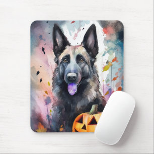 Halloween Belgium Shepherd met pompoenen eng Muismat