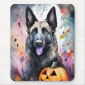 Halloween Belgium Shepherd met pompoenen eng Muismat (Voorkant)