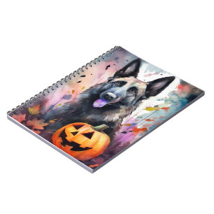 Halloween Belgium Shepherd met pompoenen eng Notitieboek