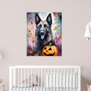 Halloween Belgium Shepherd met pompoenen eng Poster