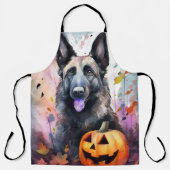 Halloween Belgium Shepherd met pompoenen eng Schort (Voorkant)