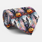 Halloween Belgium Shepherd met pompoenen eng Stropdas (Opgerold)