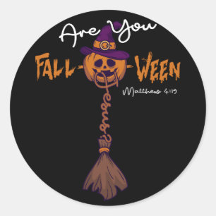Halloween Ben jij Herfst O Ween Jesus Mattheüs 4 1 Ronde Sticker