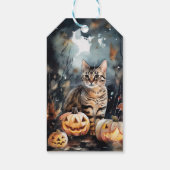 Halloween Bengaal Cat met pompoenen eng Cadeaulabel (Achterkant)
