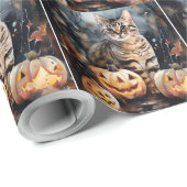 Halloween Bengaal Cat met pompoenen eng Cadeaupapier (Rol Hoek)