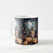 Halloween Bengaal Cat met pompoenen eng Koffiemok (Voorkant links)