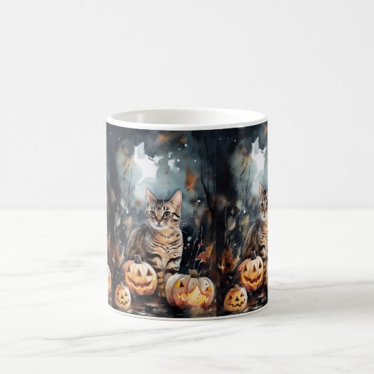 Halloween Bengaal Cat met pompoenen eng Koffiemok (Center)