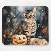 Halloween Bengaal Cat met pompoenen eng Muismat (Voorkant)