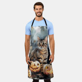 Halloween Bengaal Cat met pompoenen eng Schort (Gedragen)