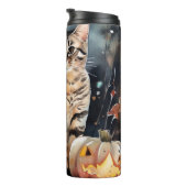 Halloween Bengaal Cat met pompoenen eng Thermosbeker (Geroteerd rechts)