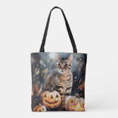 Halloween Bengaal Cat met pompoenen eng Tote Bag (Achterkant)