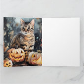 Halloween Bengaalse Kat Met Pompoenen Eng Kaart (Binnen)